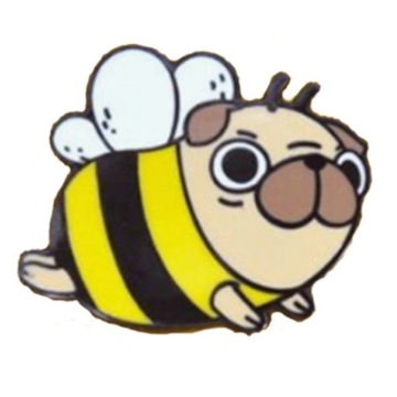 Przypinka Metal Pszczółka Mops Dog Bee Pin