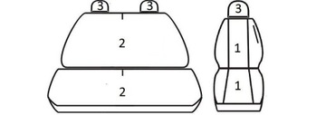 Чехлы на сиденья автомобиля BUS 2+1 для RENAULT MASTER TRAFIC