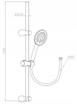 Zestaw prysznicowy na DRĄŻKU + bateria prysznicowa CUBIC - system CLICK ON