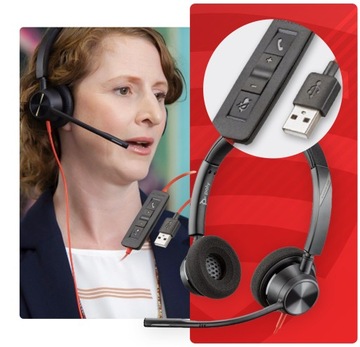 Наушники ON-EAR + микрофон Poly BW3320 USB-A для колл-центра