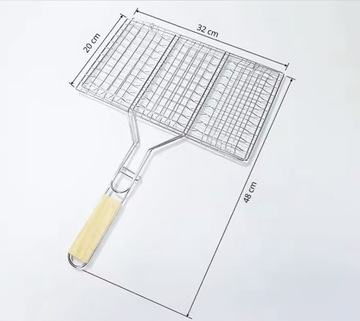 РЕШЕТКА СТАЛЬНАЯ ДЛЯ ПРИГОТОВЛЕНИЯ РЫБЫ ДЛЯ ГРИЛЯ БАРБЕКЮ 32х20см