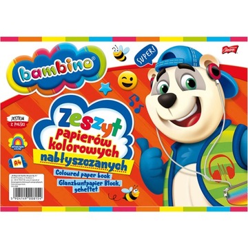 Bambino. Blok techniczny A4 z kolorowymi kartkami, mix wzorów
