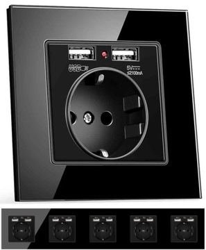 GNIAZDO USB SZKLANE 5× GNIAZDKO Z 10× USB ŁADOWANIA PORT