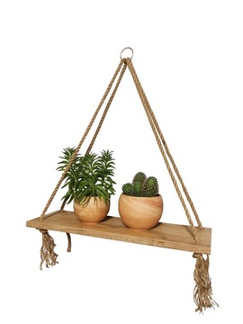 Wisząca półka na linach, sznurach, boho, kolory 40 cm