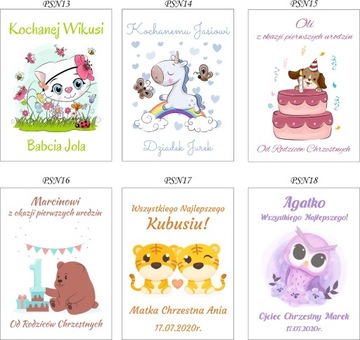 Sztućce dla dziecka zwierzątka chrzest Etui Nadruk