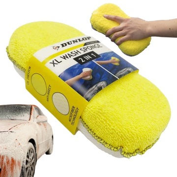 GĄBKA DO MYCIA SAMOCHODU AUTA MYJKA SAMOCHODOWA Z MIKROFIBRĄ 2W1 XL DUNLOP