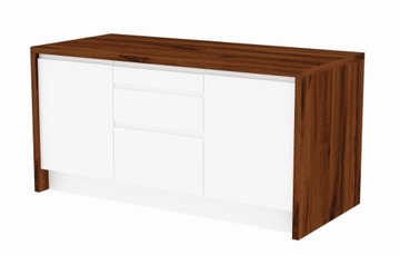 Wyspa kuchenna gotowa wyspa 170cm dąb estana z białymi szafkami szufladami