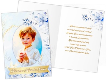 PIERWSZA KOMUNIA ŚWIĘTA życzenia na komunię PAMIĄTKA komunijna KARTKA DUŻA