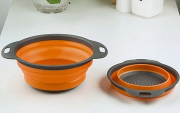 Складной силиконовый дуршлаг с ручками