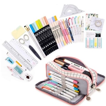 Школьный пенал, большой и вместительный, с отделением, косметичкой, саше.