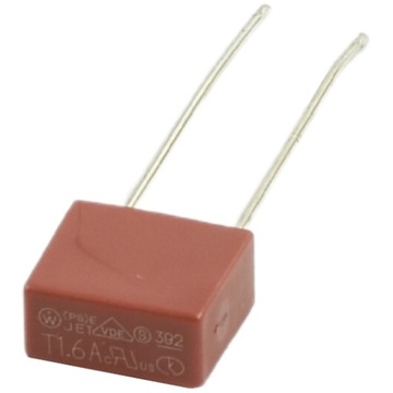 Bezpiecznik kubkowy 1,6A 250V R=5.08 fuse prostokątny
