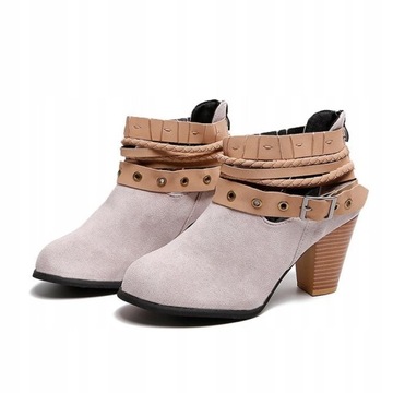 MODA BOTKI DAMSKIE WIOSENNE ZAMSZOWE BUTY