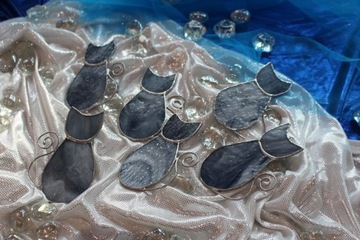 НАБОР из 5 шт. витражный кот Тиффани серый.