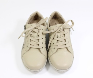 Beżowe damskie półbuty sneakersy skórzane Caprice 23554-42 r36