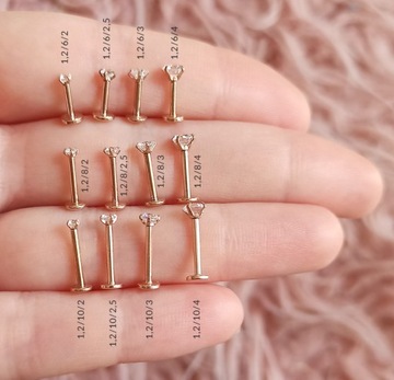 KOLCZYK LABRET ROSE GOLD TYTANOWY 1,2/6/3