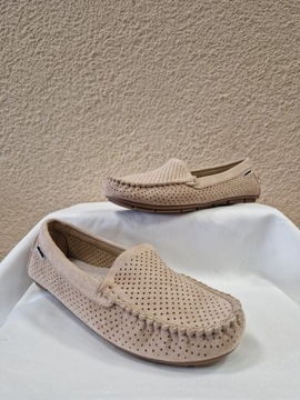 БЕЖЕВЫЕ ЛЕГКИЕ АЖУРНЫЕ МОКАСИНЫ BELLA PARIS на плоской подошве, размер 39