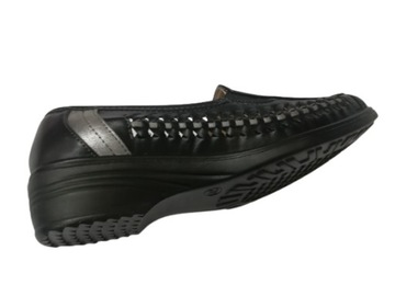 Mokasyny r37 półbuty buty ażurowe damskie czarne