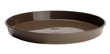 Podstawka plastikowa okrągła drewnopodobna pod doniczkę 35 cm brązowa