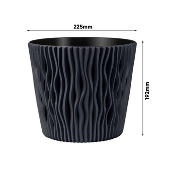 ЦВЕТОЧНЫЙ ГОРШОК ДЕКОРАТИВНЫЙ АЖУРНАЯ КРЫШКА 22.5СМ ПЕСОЧНО-АНТРАЦИТОВЫЙ СО ВСТАВКОЙ 5Л