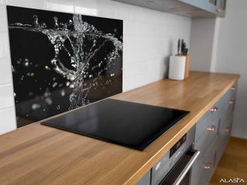 Панель из закаленного стекла 90х70 Брызги воды + КЛЕЙ