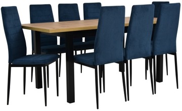 Komplet 8x krzesło + stół rozkładany 80x140/180cm