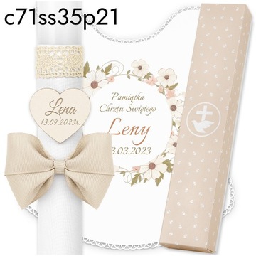 Халат для крещения и свеча + коробочка для свечей IHS Baptism Souvenir