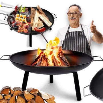 Palenisko ogrodowe misa 60 cm CZARNE GRUBA STAL DO GRILLA KOCIOŁKA PREMIUM
