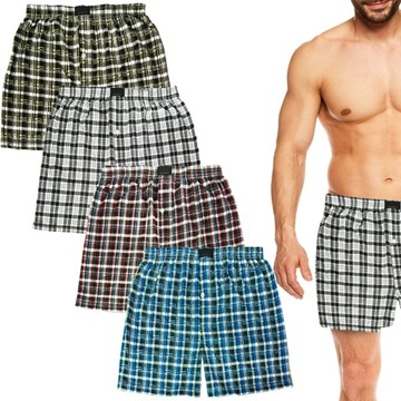 4x BOKSERKI SZORTY LUŹNE BAWEŁNIANE krata 3XL