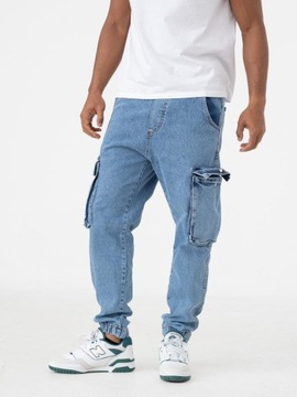 SPODNIE JEANSOWE JOGGER CARGO MĘSKIE Jasne Niebieskie i8 Denim Classic 31