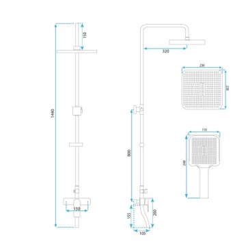 REA ARGUS BRUSHED GOLD Душевой набор с изливом