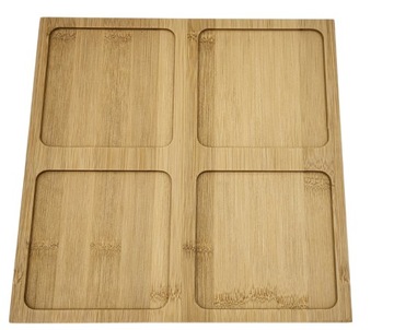 Набор для закусок 4 пиалы на бамбуковой подставке 230 мл 21,5х21,5 см