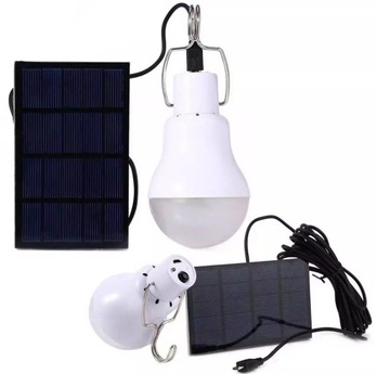 żarówka z panelem LED solarna na kemping, działkę