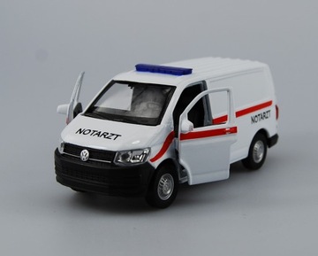 WELLY VW VOLKSWAGEN TRANSPORTER T6 ФУРГОН EMERGENCY NOTARZT 1:34 НОВЫЙ МЕТАЛЛ