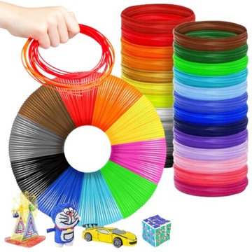 FILAMENT DO DŁUGOPISU 3D HIKEY PLA WKŁADY 200M 40 KOLORÓW 3D PEN KOLOROWE
