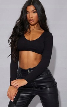 PRETTYLITTLETHING CROP TOP Z DŁUGIM RĘKAWEM S