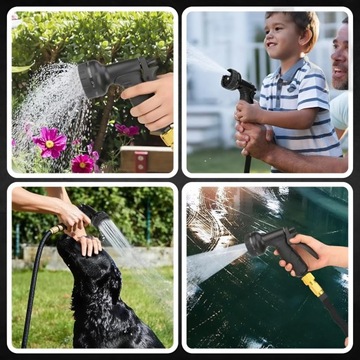 ПРОЧНЫЙ ВЫДВИЖНОЙ САДОВЫЙ ШЛАНГ 45 м + ПИСТОЛЕТ Разбрызгиватель + СОЕДИНИТЕЛИ + РУЧКА