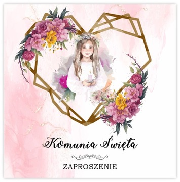 ZAPROSZENIA NA KOMUNIĘ PIERWSZA KOMUNIA KOMUNIJNE DLA DZIEWCZYNKI + KOPERTA