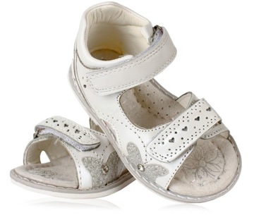 Sandały białe perłowe profilowane skóra clibee 21