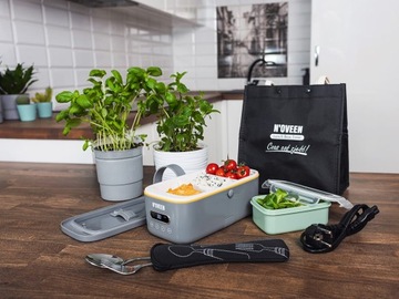 LUNCH BOX ELEKTRYCZNY PAROWAR DO GOTOWANIA 100°C ZESTAW N'OVEEN MLB 910
