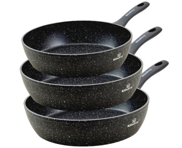 ZESTAW GŁĘBOKICH PATELNI 20/24/28 PATELNIA MARMURKOWA NONSTICK INDUKCJA GAZ
