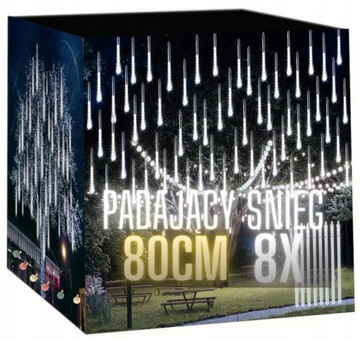 SOPLE SPADAJĄCY ŚNIEG 80CM LED METEORYT LAMPKI BIAŁE ZIMNE GIRLANDA