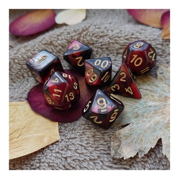 KRWAWY RUBIN ZESTAW 7 KOŚCI KOSTEK RPG