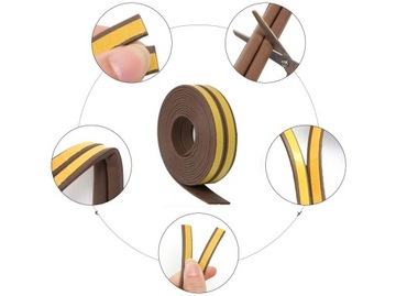 САМОКЛЕЯЩАЯСЯ ЗВУКОЗВУЧНАЯ ПРОКЛАДКА ДЛЯ ДВЕРЕЙ И ОКОН 9мм*2мм*5м тип I КОРИЧНЕВЫЙ