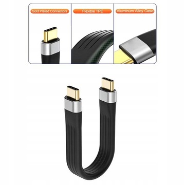 Короткий кабель USB Type C длиной 13 см для быстрой зарядки