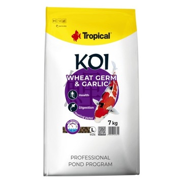 Tropical Pokarm dla dużych ryb karpii Koi Wheat Germ Garlic pellet L 7kg
