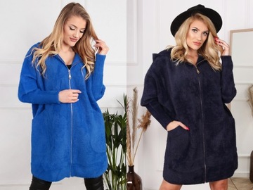 ПАЛЬТО ЖЕНСКОЕ КУРТКА ИЗ АЛЬПАКИ ДЖЕМПЕР ТЕПЛЫЙ ДЛИННЫЙ КАПЮШОН НА МОЛНИИ КОМФОРТНЫЙ ЦВЕТ