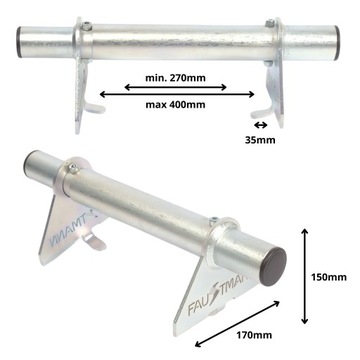 BLOKADA KLIN DO KOŁA LAWETA ZABUDOWA STOPER NAJAZD LOHR OCYNK REGULOWANY