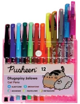 Ручки Гелеві Pusheen набір 12 шт. Неон Pastel Металізовані Класичні