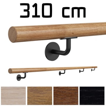 Poręcz ścienna drewniana fi42 310cm dąb lakier kol