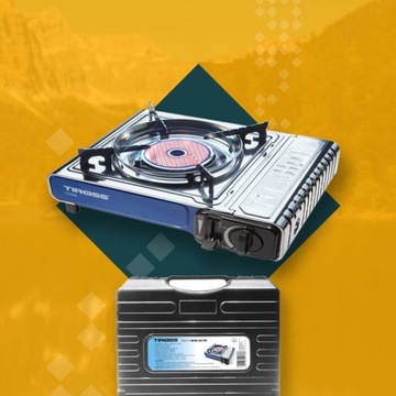 ТУРИСТИЧЕСКАЯ ГАЗОВАЯ ПЛИТА керамика TIROSS TS266 в ЧЕХОЛЕ + 4х КАРТРИДЖА